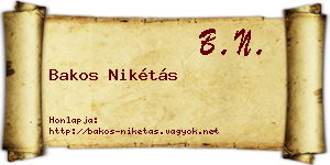 Bakos Nikétás névjegykártya